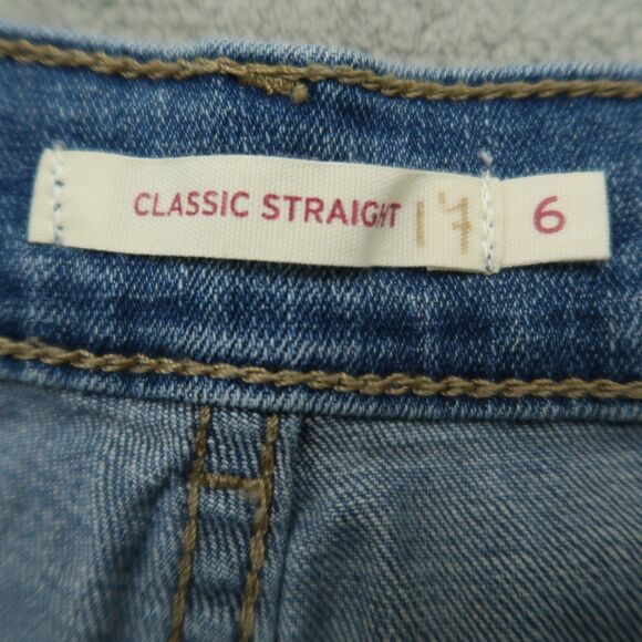 Levi's Jeans Womens Size 6S Blue Mid-Rise Classic Straight 28" Inseam Distressed - Picture 10 of 16